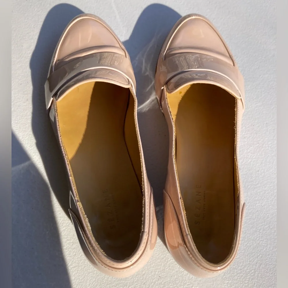 Sézane Light Blush Pink Nude Patent Leather Loafers